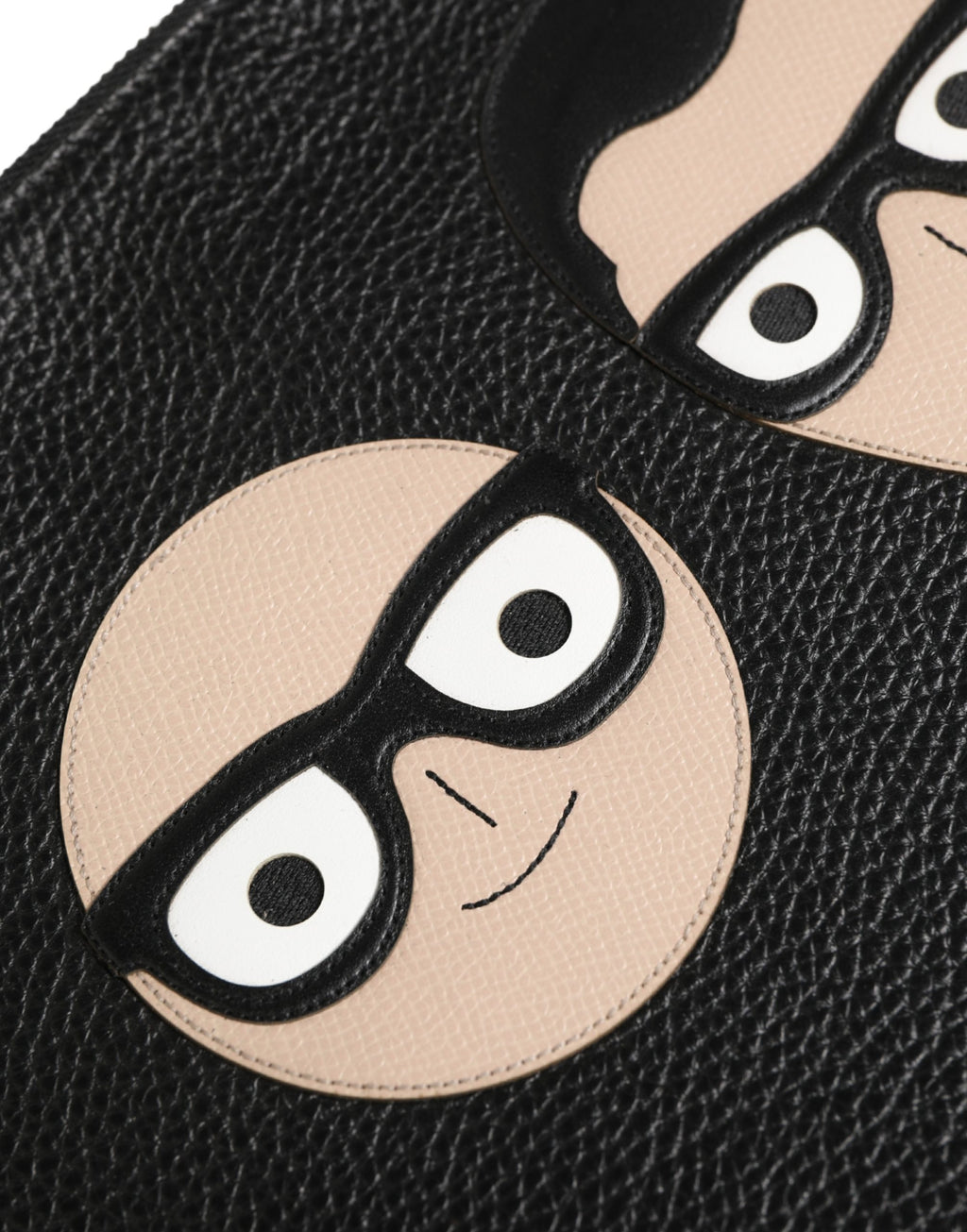 Dolce & Gabbana Schwarze #DGFamily Clutch aus Leder mit Applikationen
