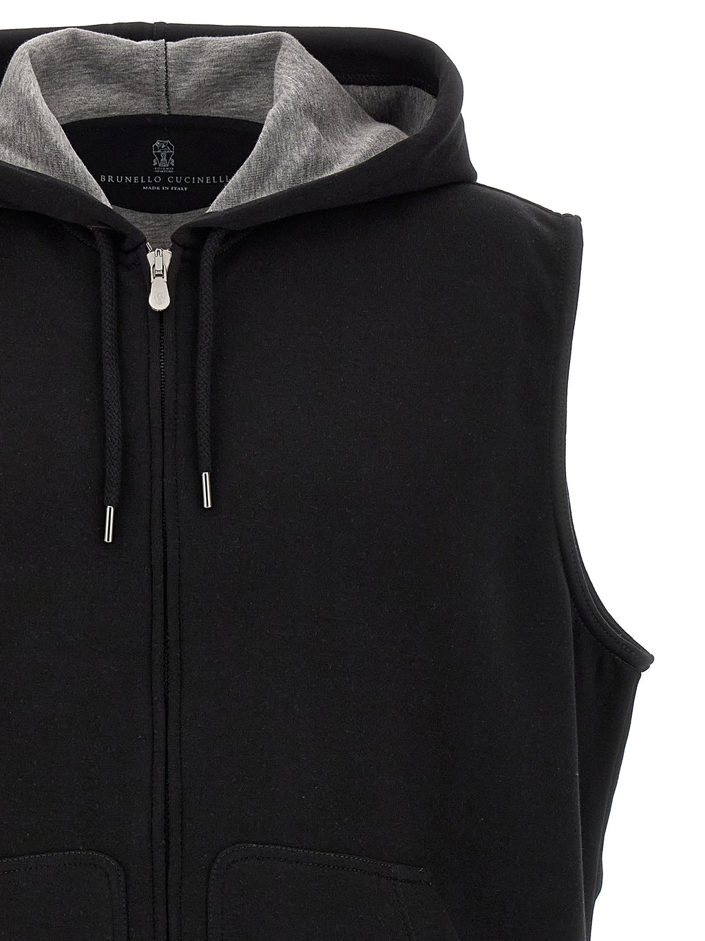Brunello Cucinelli Schwarze ärmellose Baumwolljacke