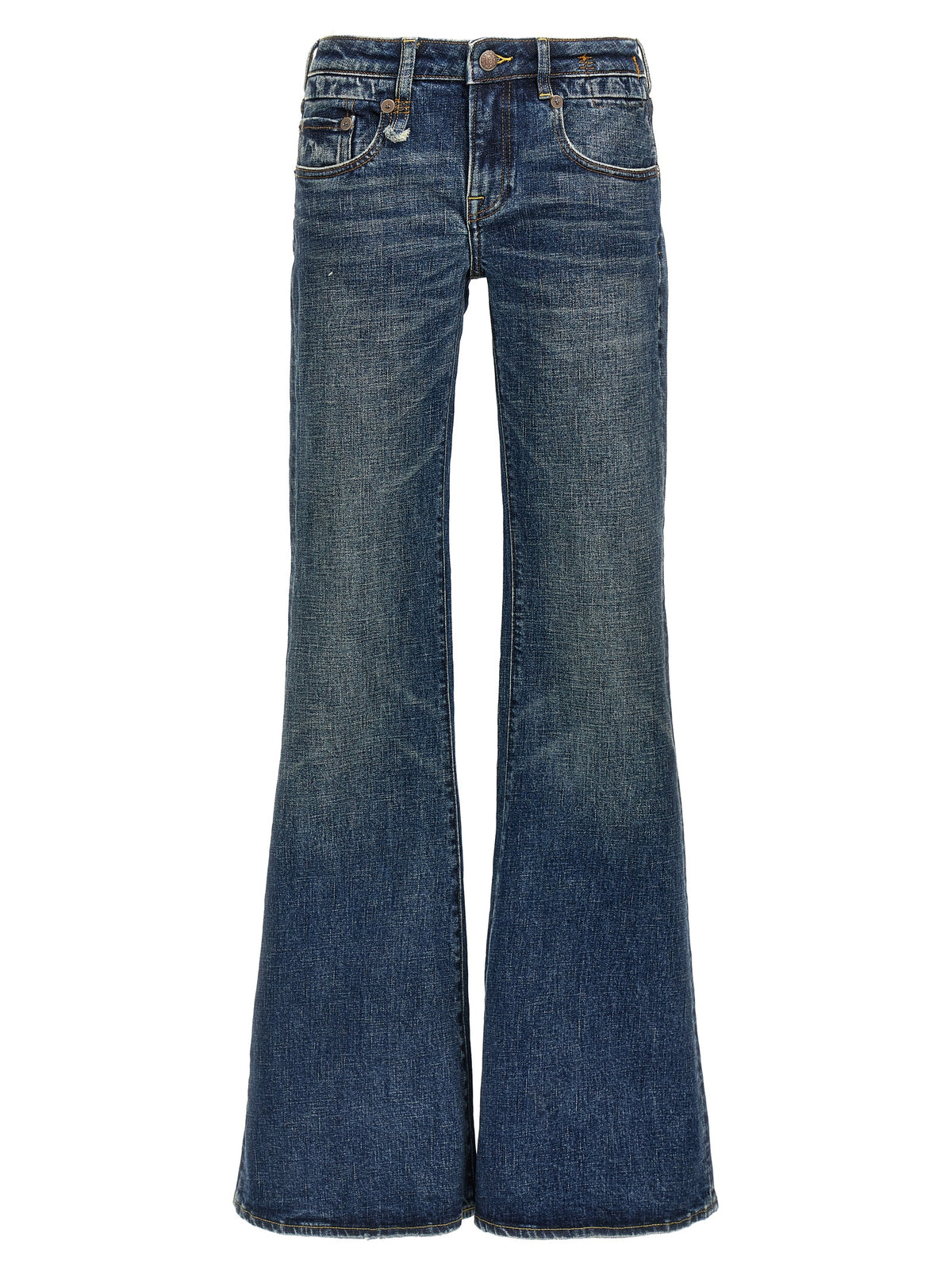R13 Blaue Baumwoll-Jeans mit ausgestelltem Bein