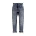 Brunello Cucinelli Graue Jeans aus Baumwolle im geraden Schnitt