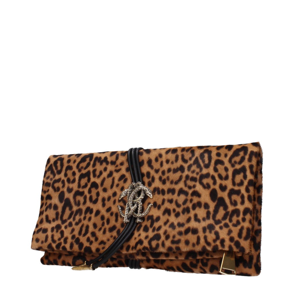 Roberto Cavalli Braune Clutch aus Rosshaar