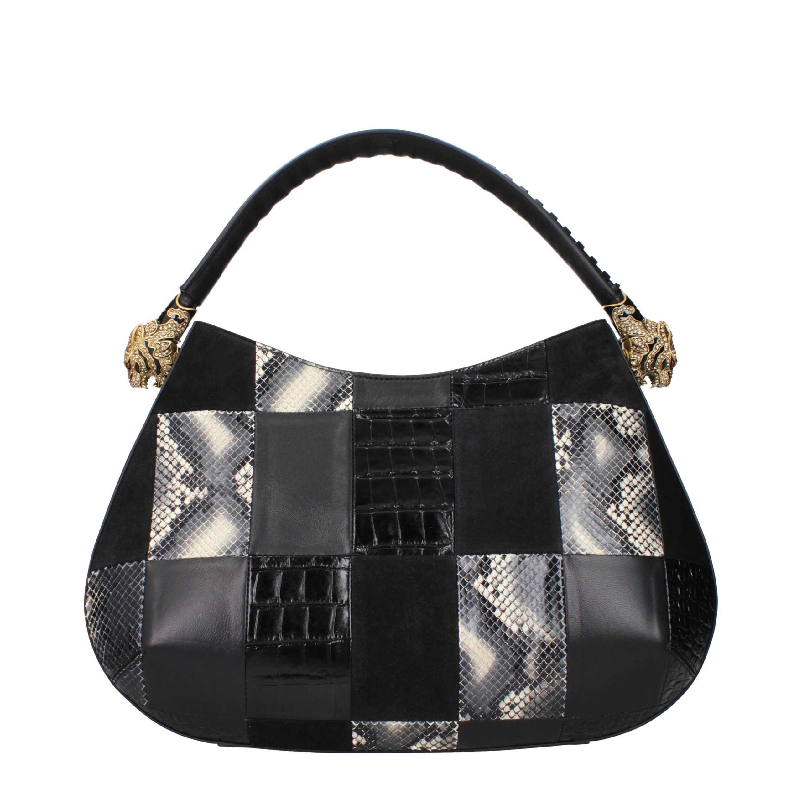 Roberto Cavalli Schwarze Lederhandtasche