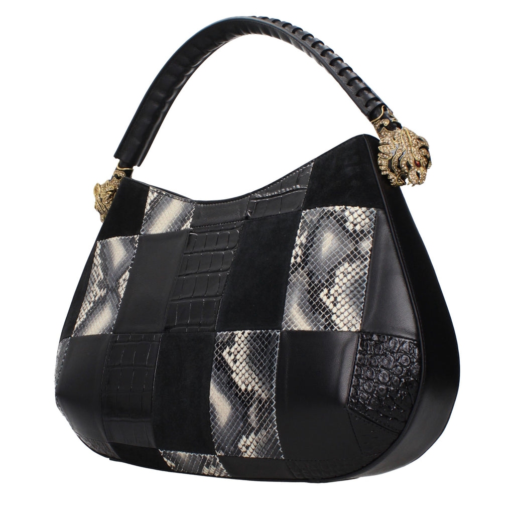 Roberto Cavalli Schwarze Lederhandtasche