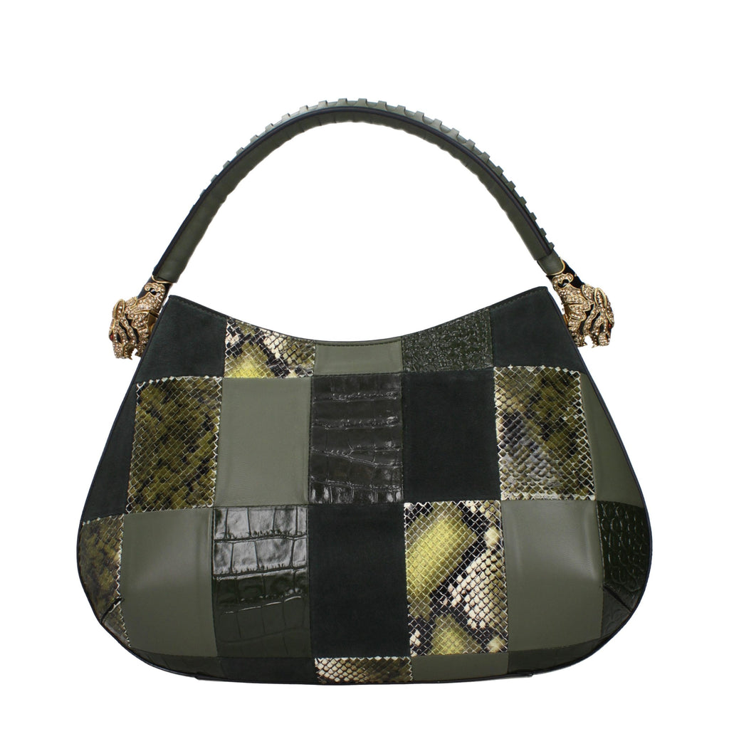 Roberto Cavalli Grüne Lederhandtasche