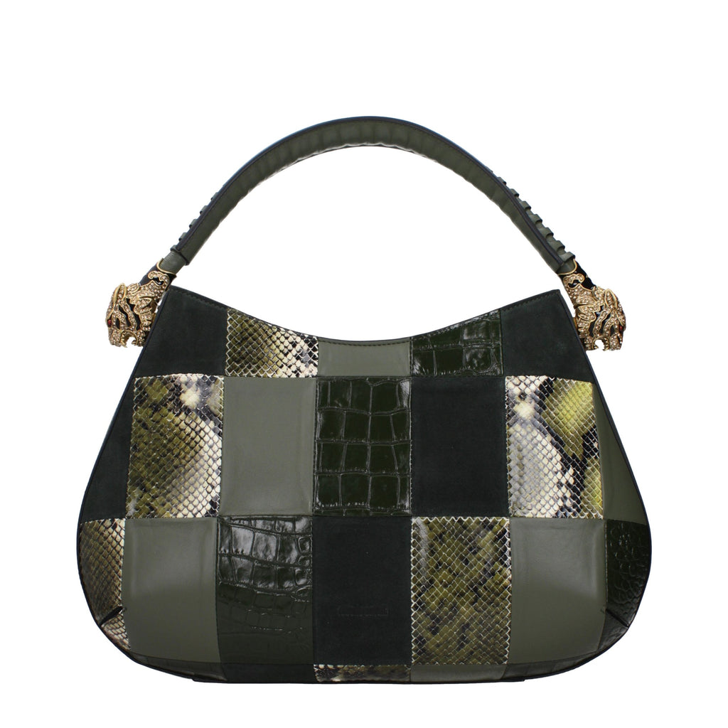 Roberto Cavalli Grüne Lederhandtasche