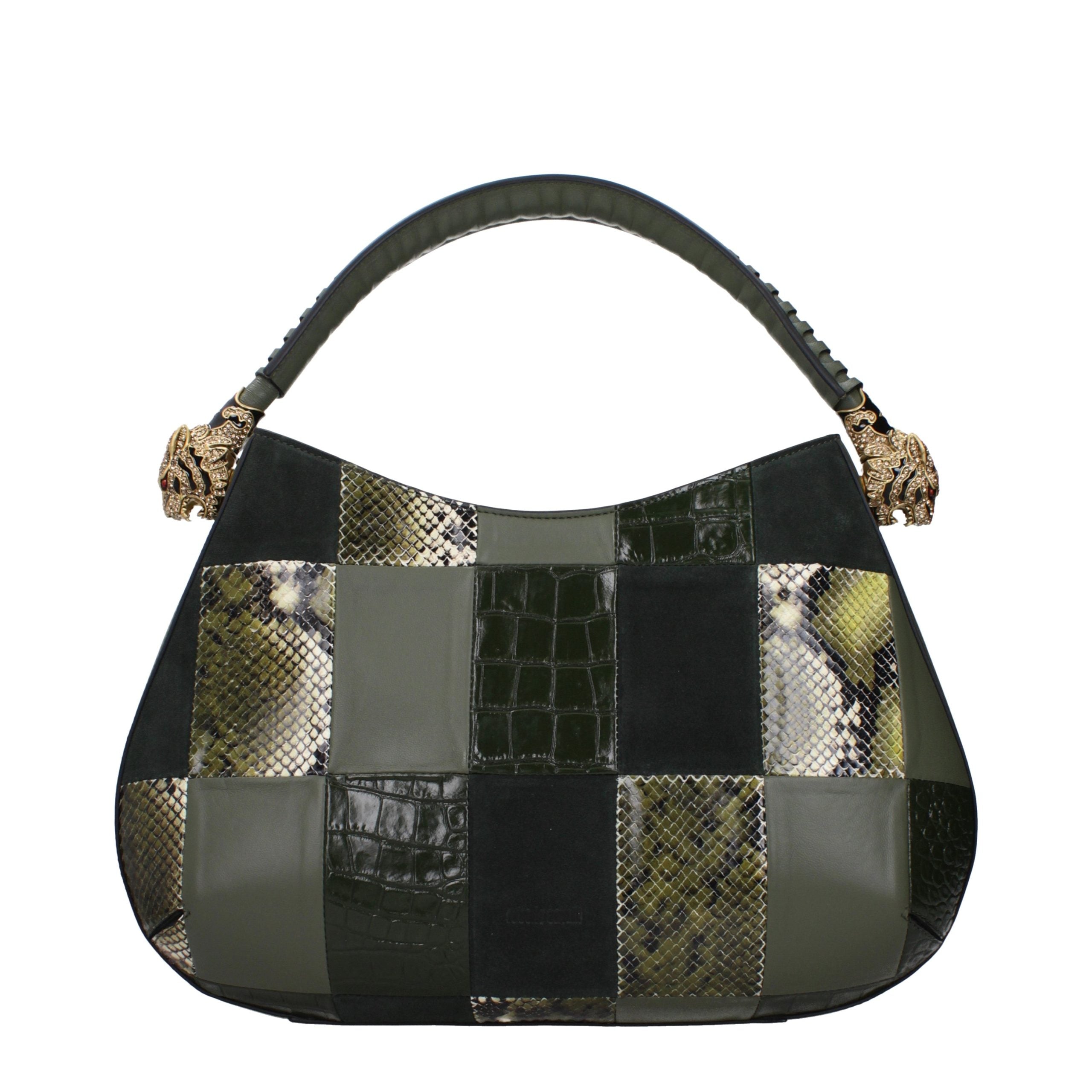 Roberto Cavalli Grüne Lederhandtasche