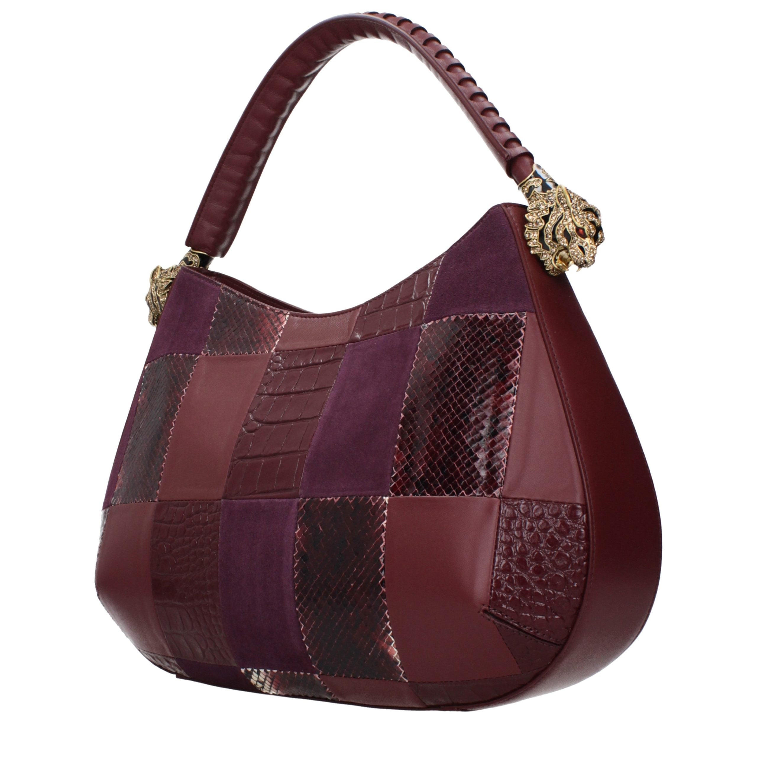 Roberto Cavalli Lila Lederhandtasche