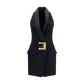 Balmain Schwarzes Oves Aries Wollkleid