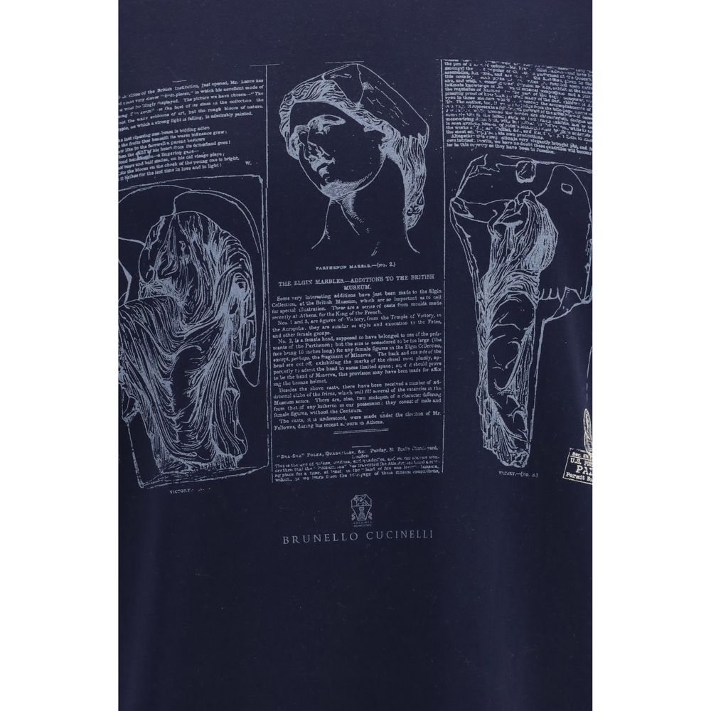 Brunello Cucinelli Blaues Baumwoll-T-Shirt