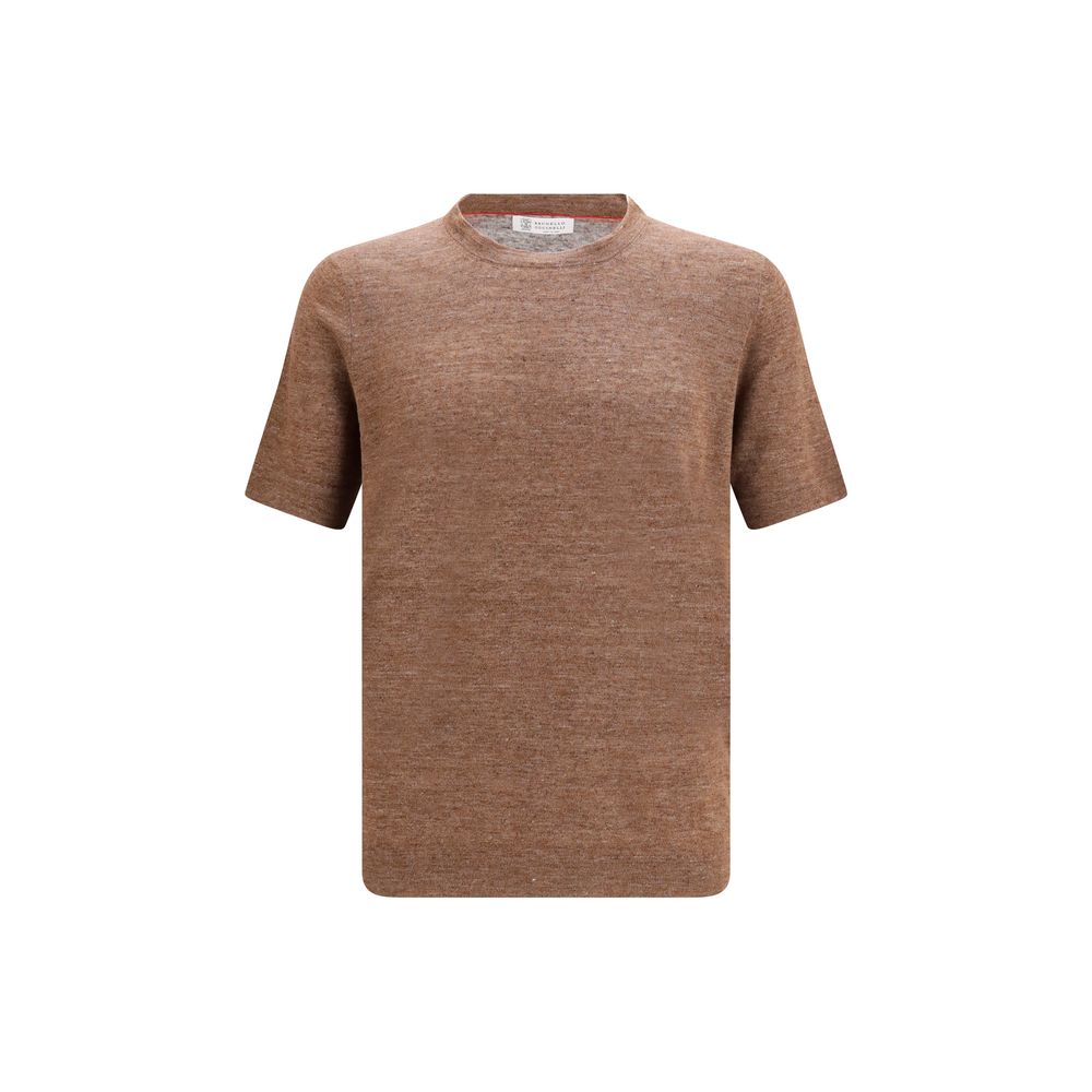 Brunello Cucinelli Braunes Leinen-T-Shirt