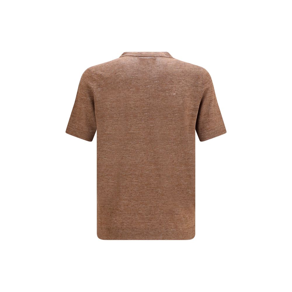 Brunello Cucinelli Braunes Leinen-T-Shirt