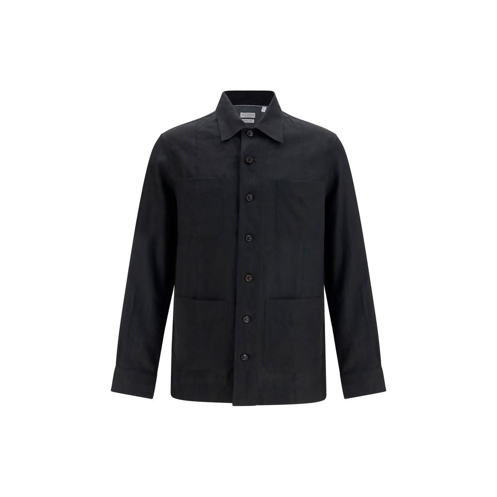 Brunello Cucinelli Schwarze Jeansjacke aus Leinen