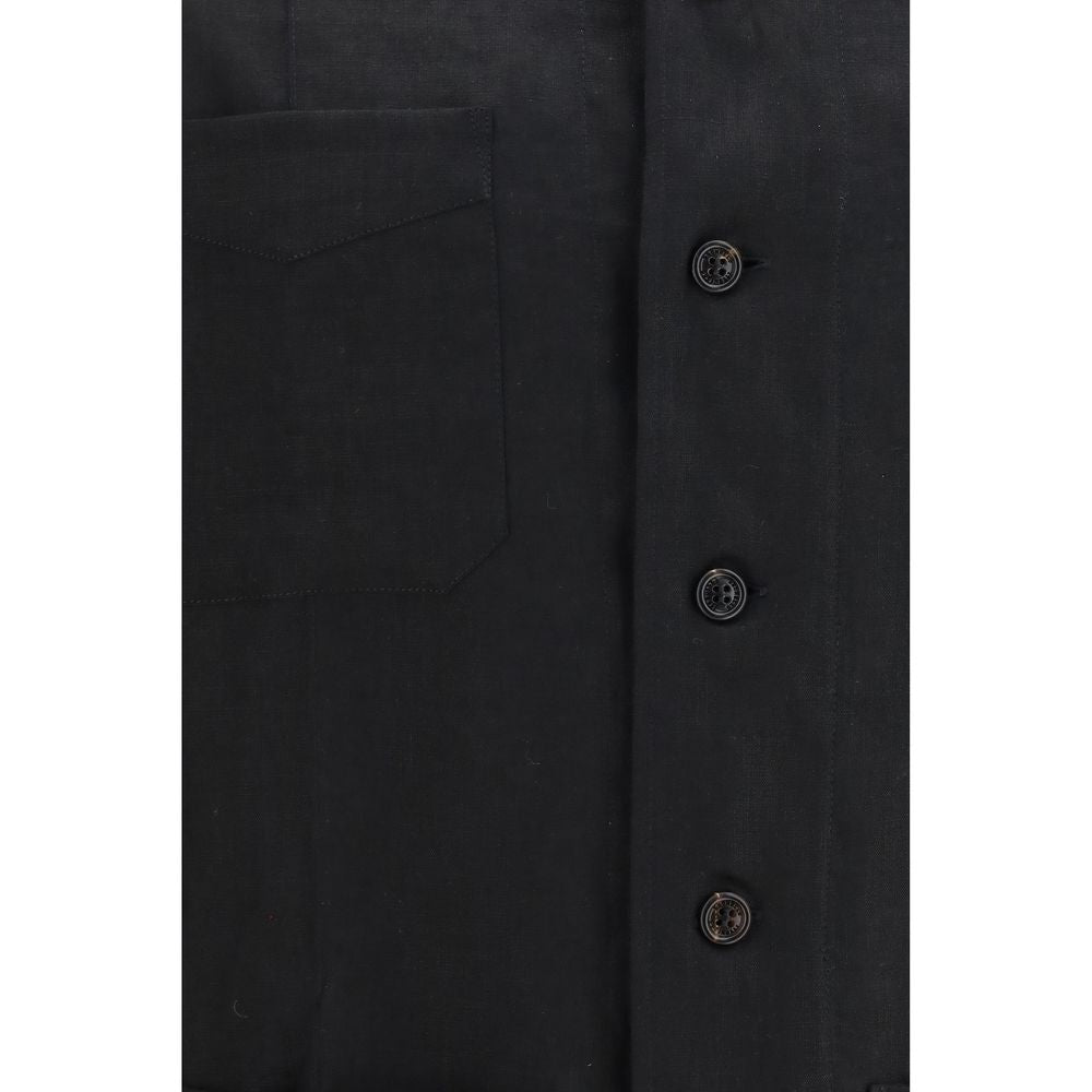 Brunello Cucinelli Schwarze Jeansjacke aus Leinen