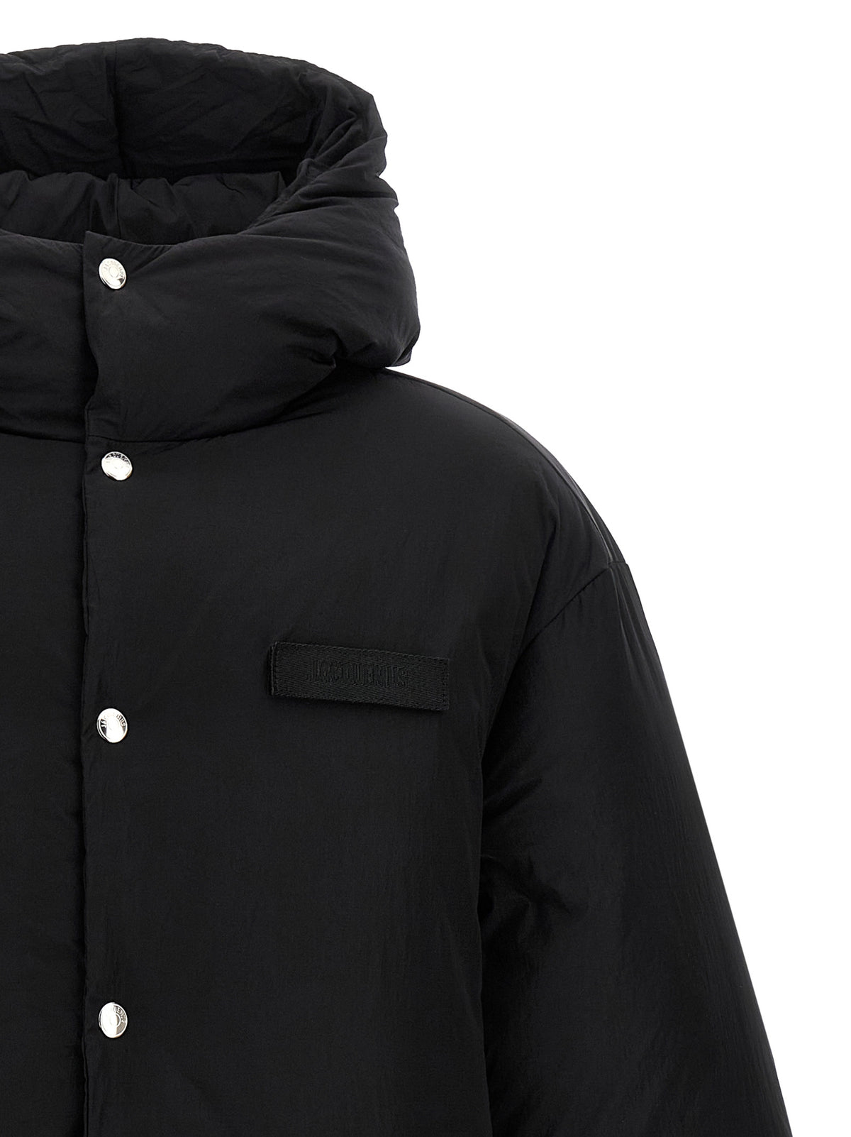 Jacquemus Schwarze Polyamid-Jacke in voller Länge