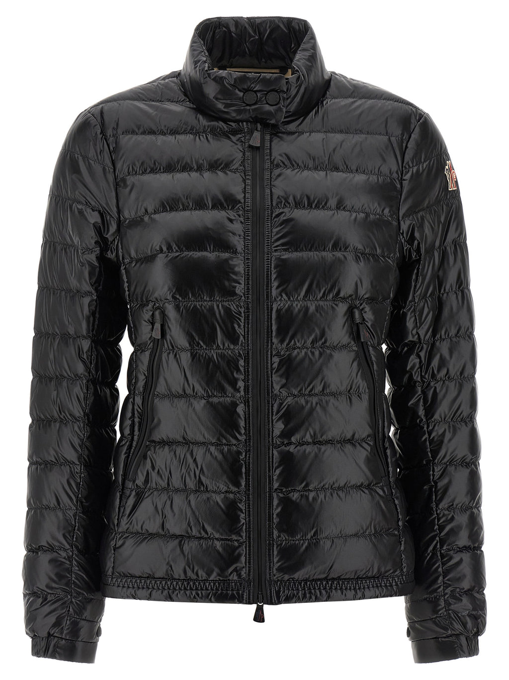Moncler Grenoble Schwarze Polyamid-Jacke in voller Länge