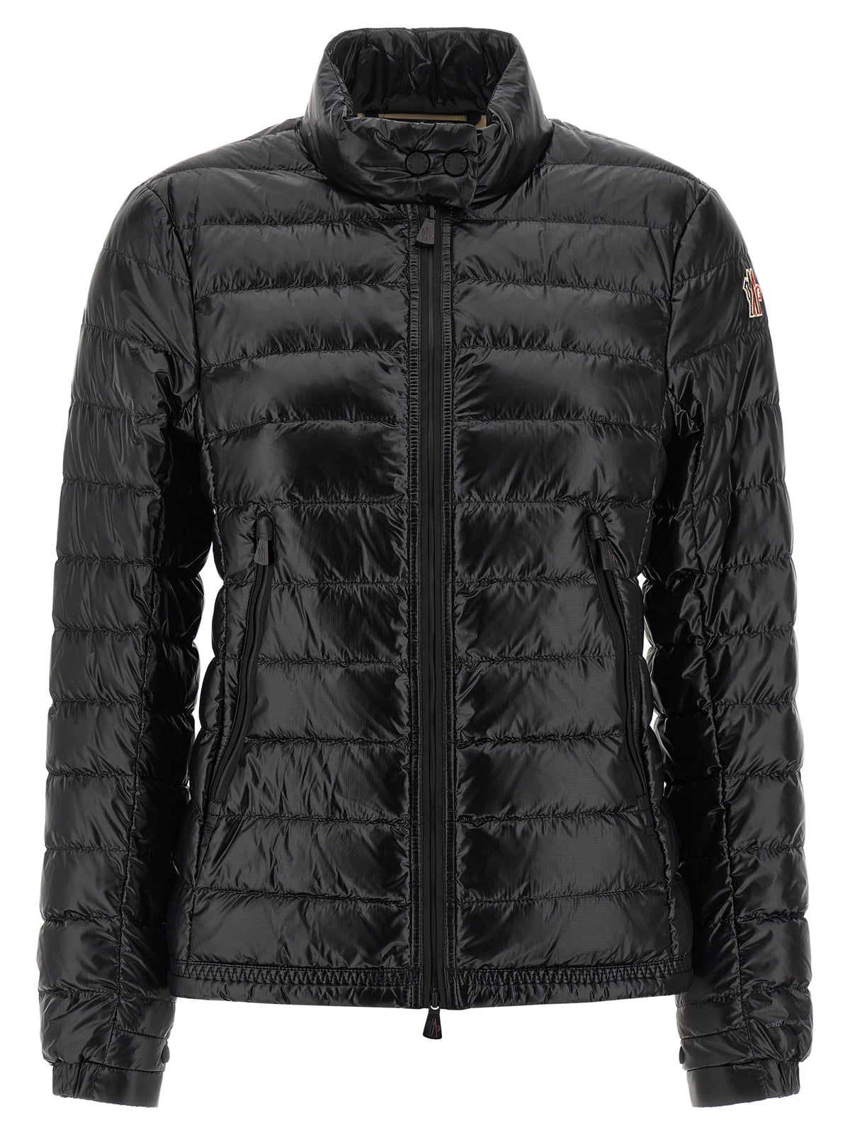 Moncler Grenoble Schwarze Polyamid-Jacke in voller Länge