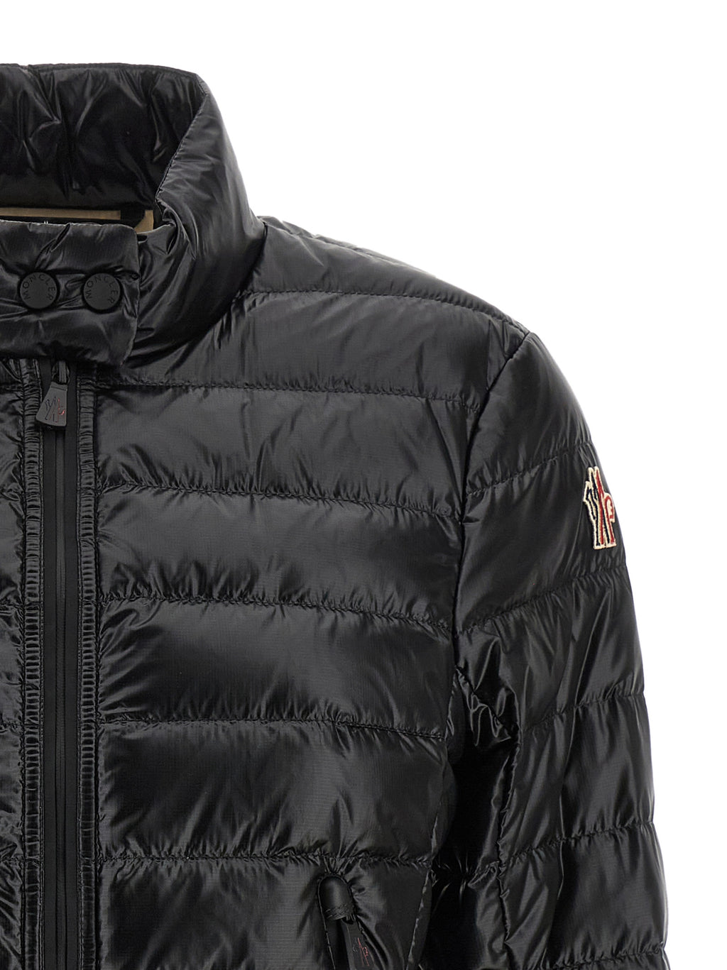Moncler Grenoble Schwarze Polyamid-Jacke in voller Länge