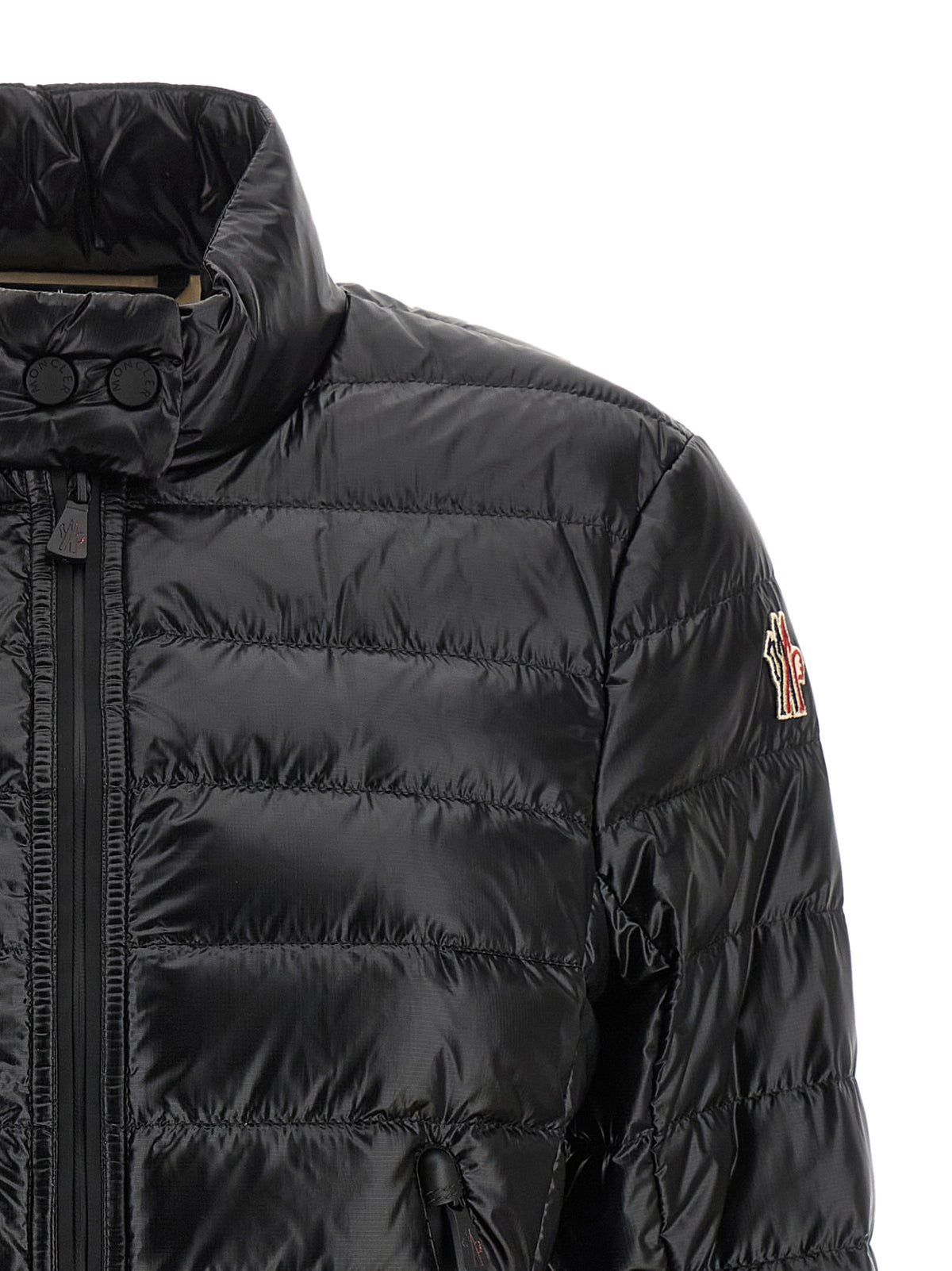 Moncler Grenoble Schwarze Polyamid-Jacke in voller Länge