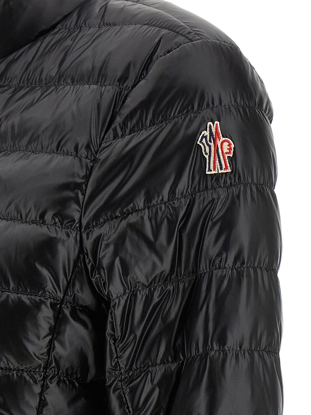 Moncler Grenoble Schwarze Polyamid-Jacke in voller Länge