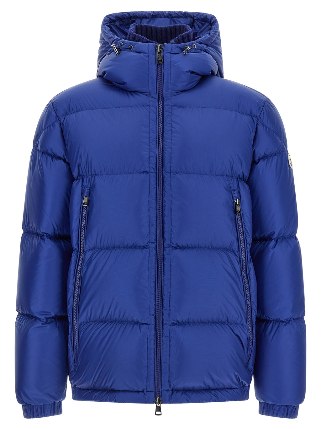 Moncler Blaue Polyamid-Jacke in voller Länge