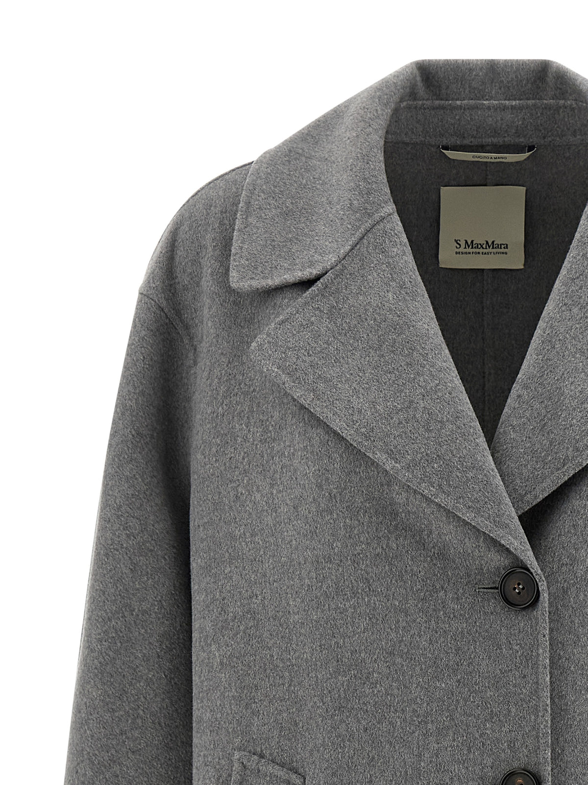 'S Max Mara Grauer Wollmantel aus reiner Schurwolle