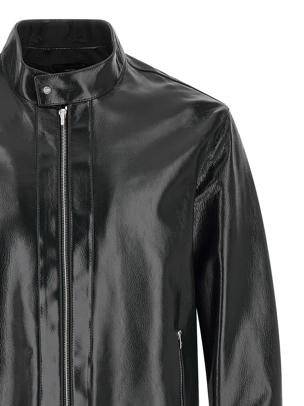 Fendi Blaue Lederjacke