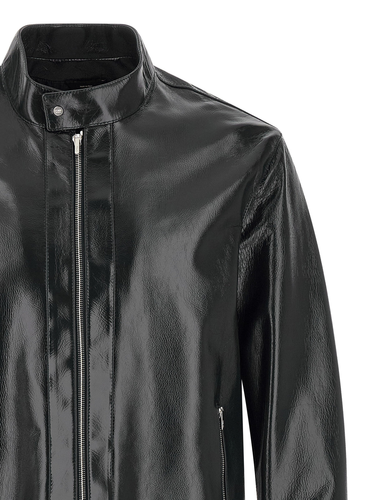 Fendi Blaue Lederjacke