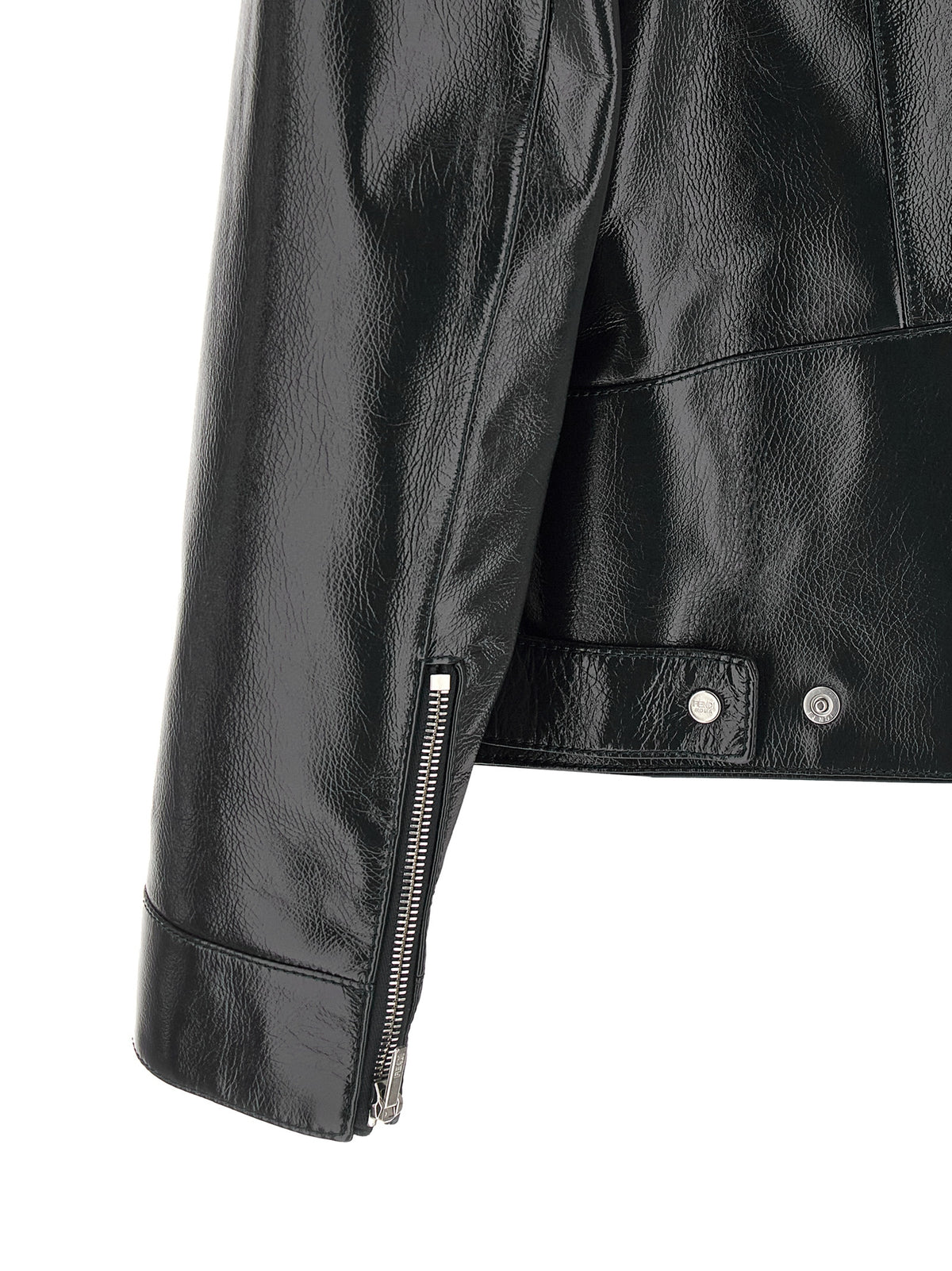 Fendi Blaue Lederjacke