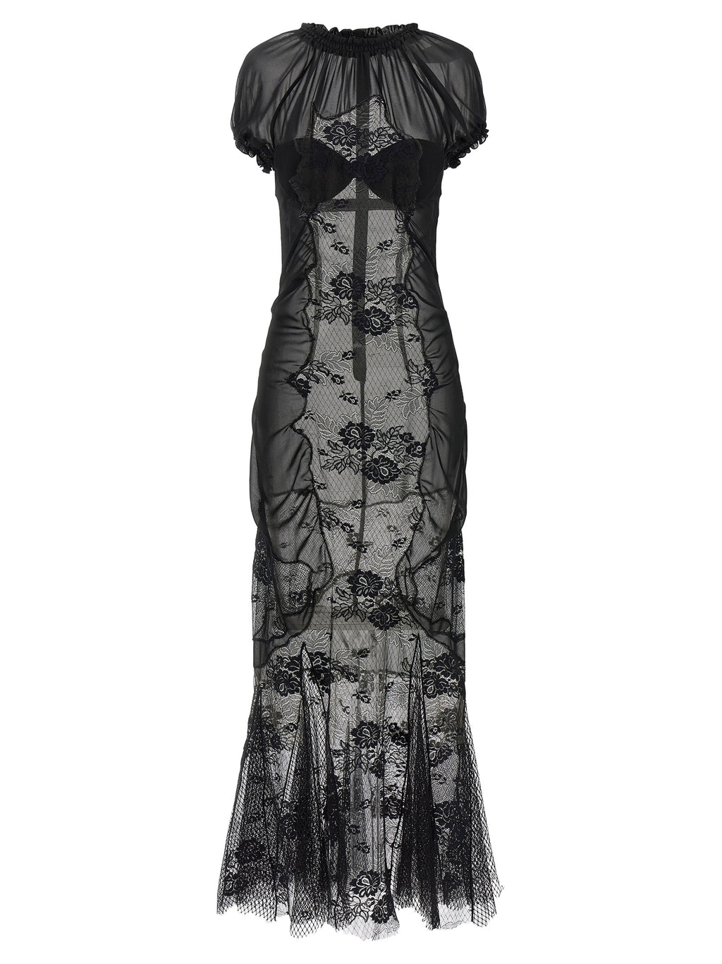 The Attico Schwarzes Baumwoll-Midikleid
