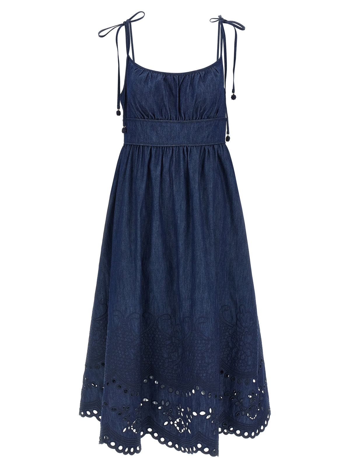 Zimmermann Blaues Baumwoll-Midikleid