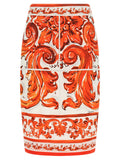 Dolce & Gabbana Orange Seiden Midirock