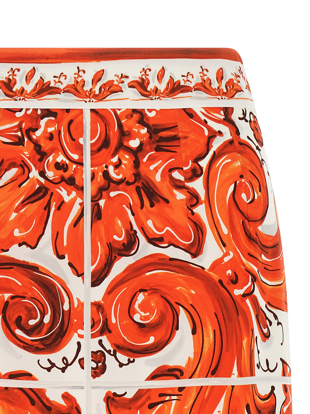 Dolce & Gabbana Orange Seiden Midirock