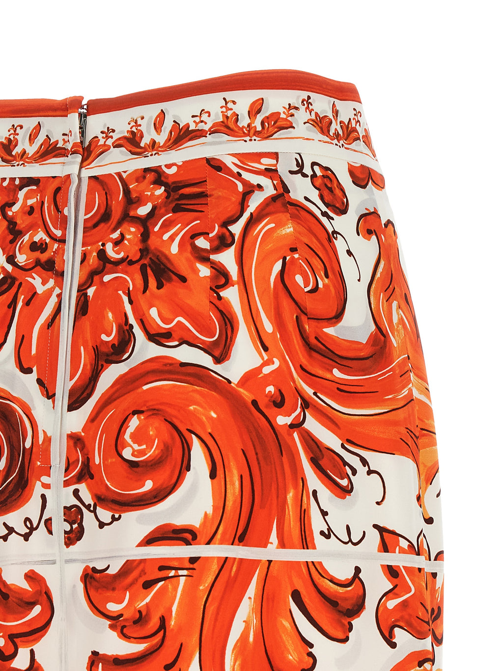 Dolce & Gabbana Orange Seiden Midirock