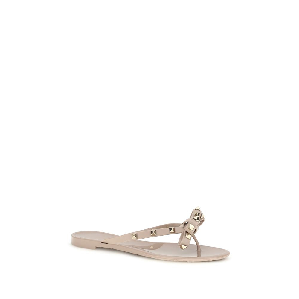 Valentino Garavani Beige Baumwoll-Flip-Flop-Sandalen