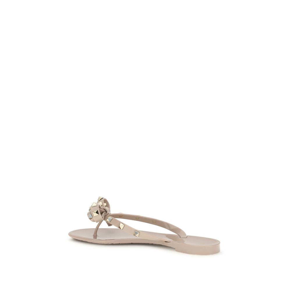 Valentino Garavani Beige Baumwoll-Flip-Flop-Sandalen