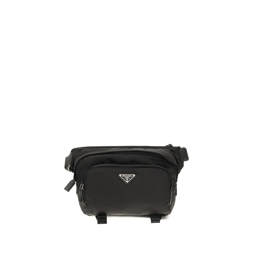 Prada Schwarze Bos Taurus Kalbsleder Schultertasche