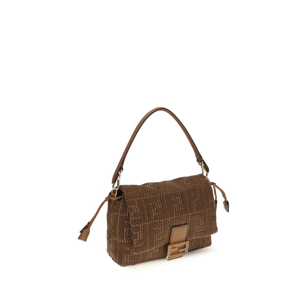 Fendi Braune Raffia-Umhängetasche