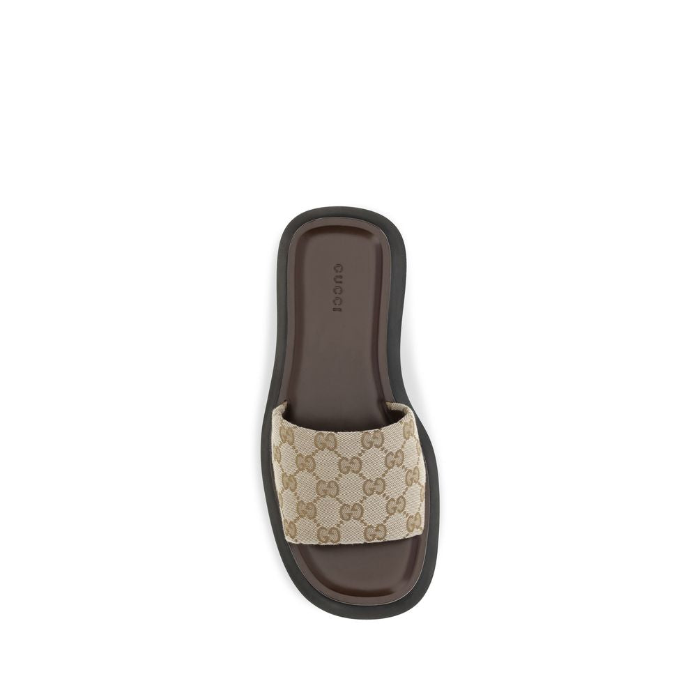 Gucci Beige Stoff-Plateau-Sandalen