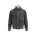 Brunello Cucinelli Graue Lammfelljacke Aries aus Wolle, durchgehend