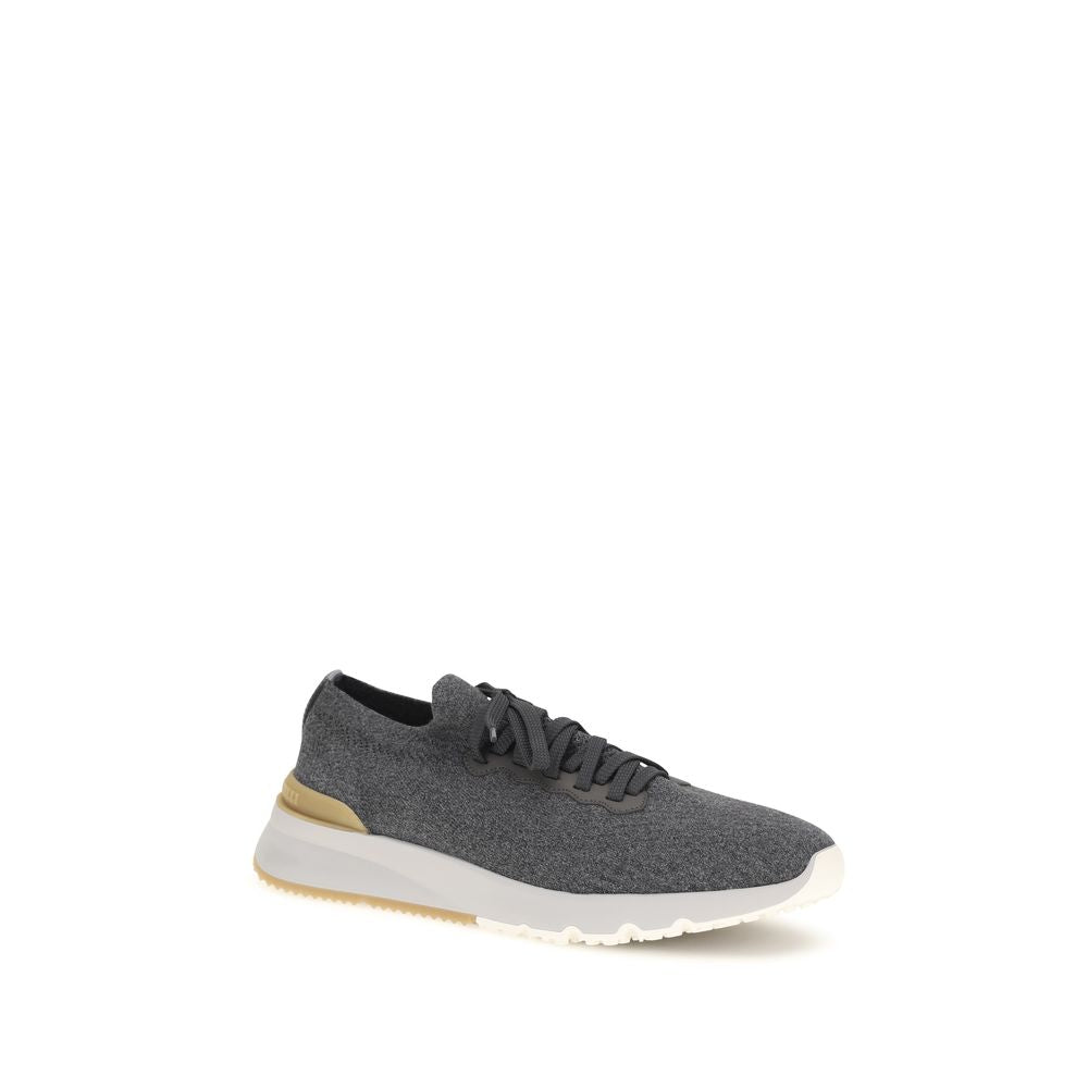Brunello Cucinelli Blaue Low-Top-Sneaker aus Baumwolle
