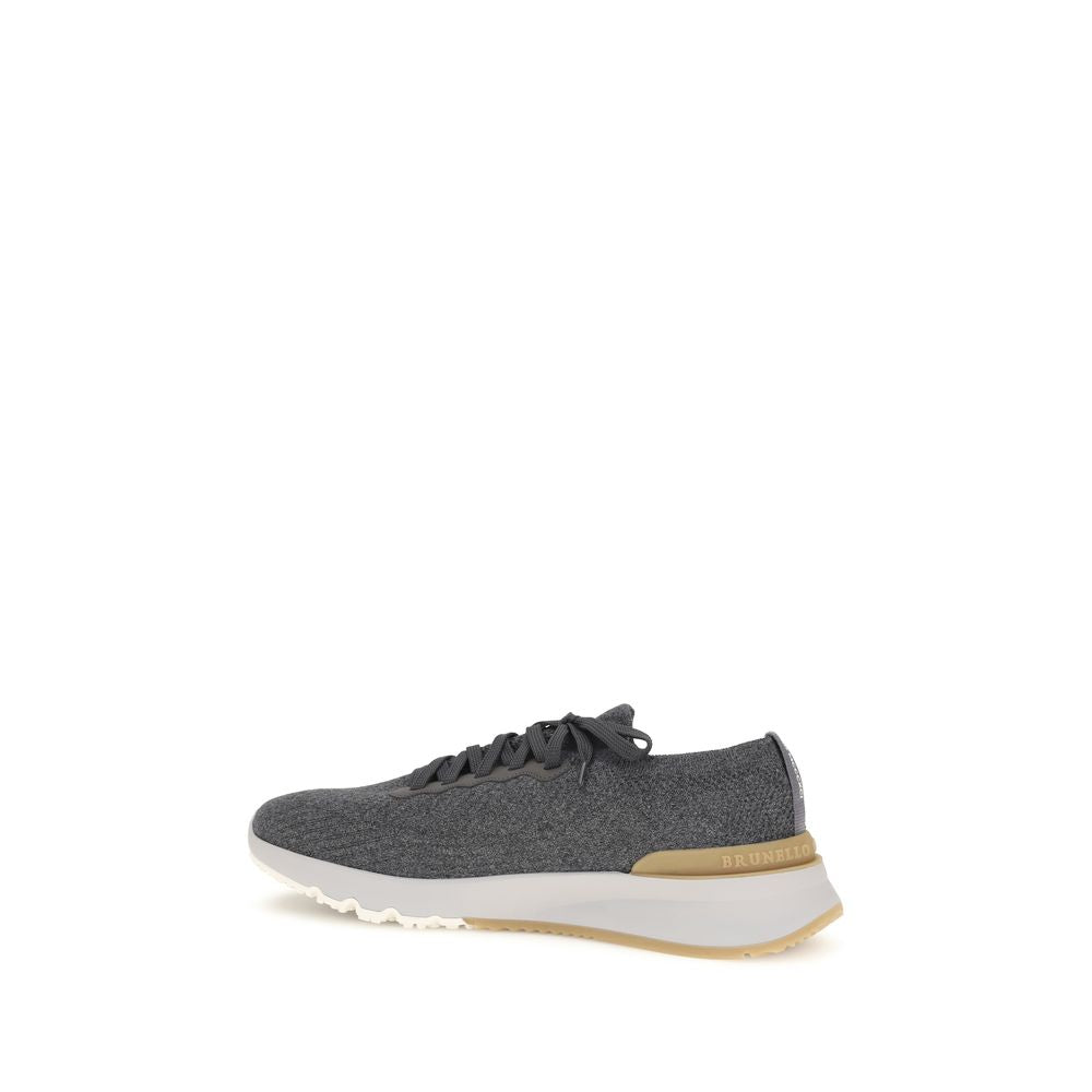 Brunello Cucinelli Blaue Low-Top-Sneaker aus Baumwolle