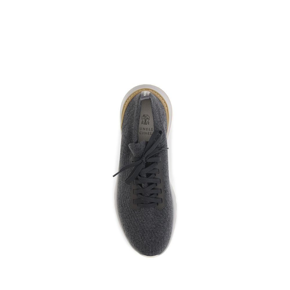 Brunello Cucinelli Blaue Low-Top-Sneaker aus Baumwolle