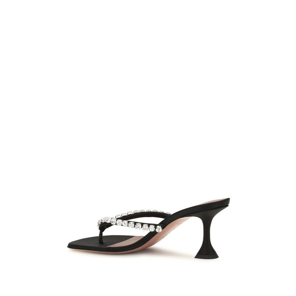 Amina Muaddi Schwarze Stilettosandalen aus Seide