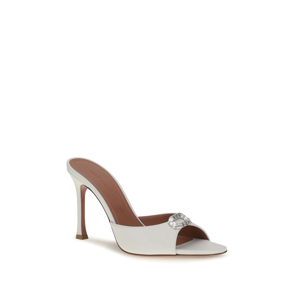 Amina Muaddi Weiße Stilettosandalen aus Kalbsleder Bos Taurus