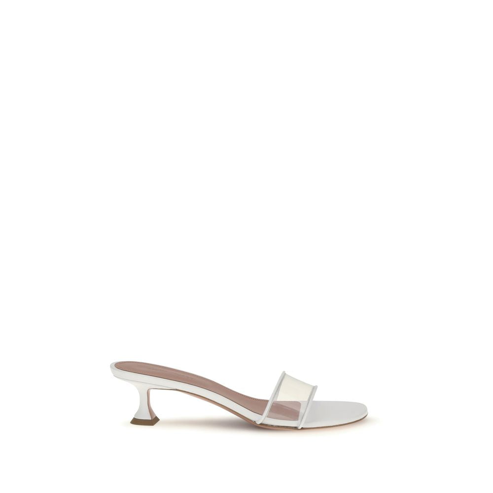 Amina Muaddi Weiße Kalbshaut Bos Taurus Sandalen