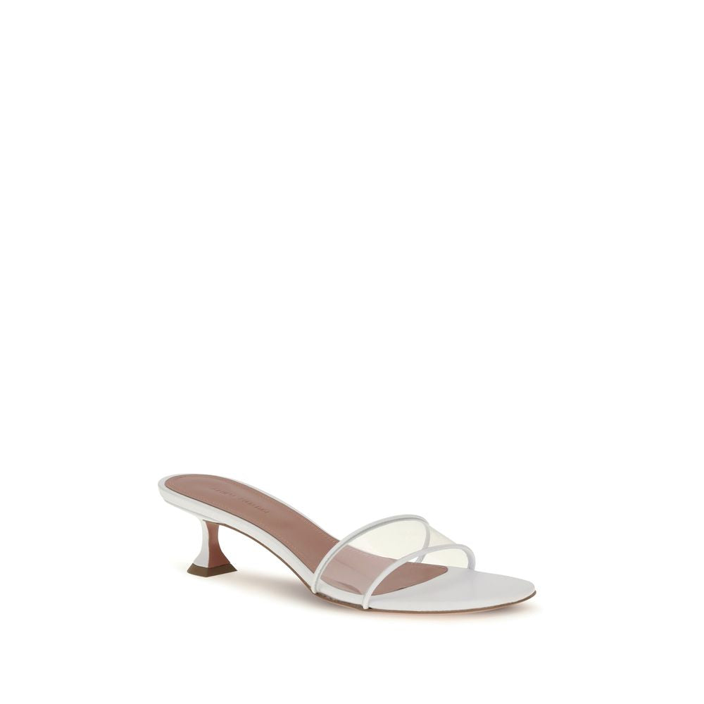 Amina Muaddi Weiße Kalbshaut Bos Taurus Sandalen