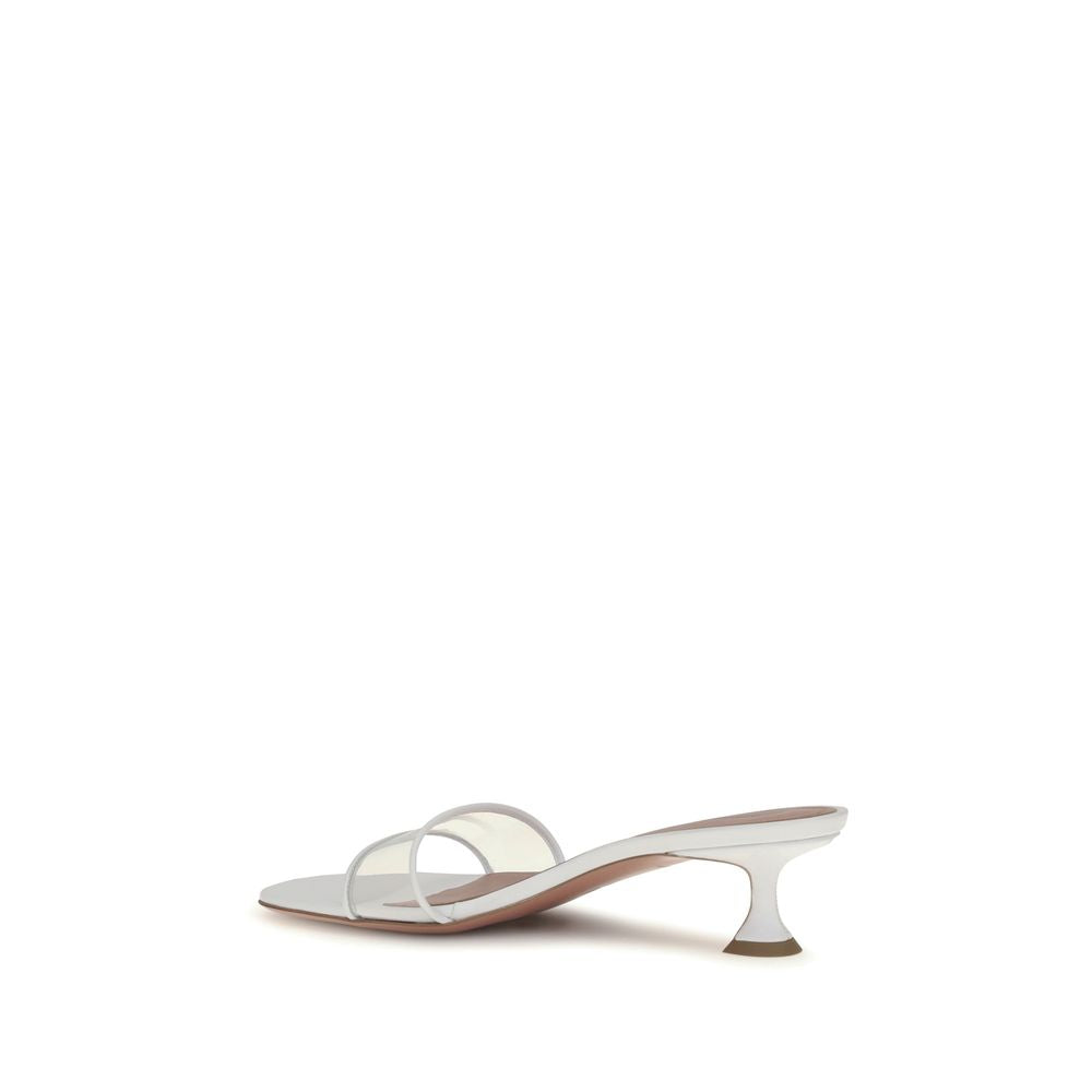 Amina Muaddi Weiße Kalbshaut Bos Taurus Sandalen