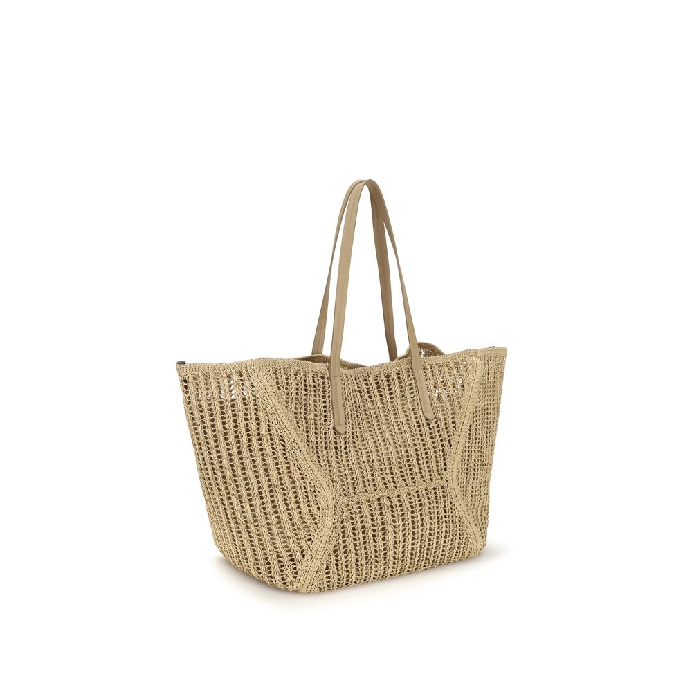 Brunello Cucinelli Beige Raffia Handtasche
