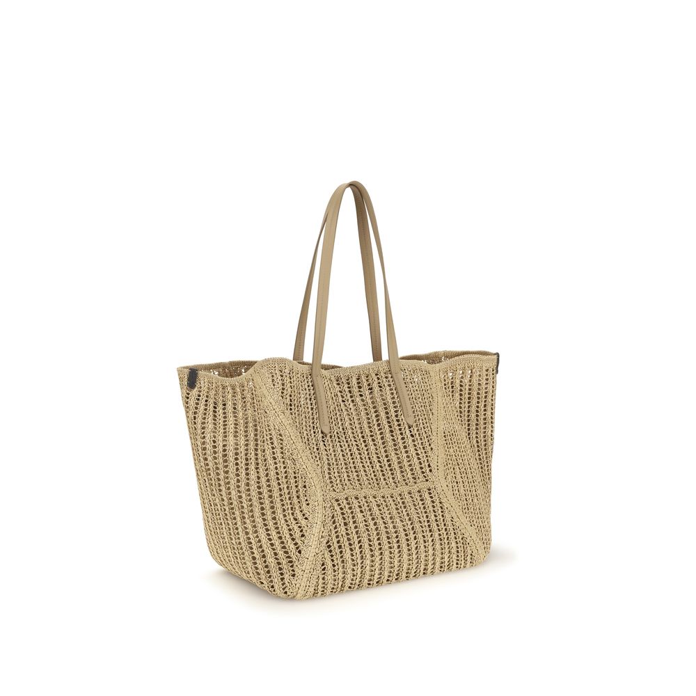 Brunello Cucinelli Beige Raffia Handtasche