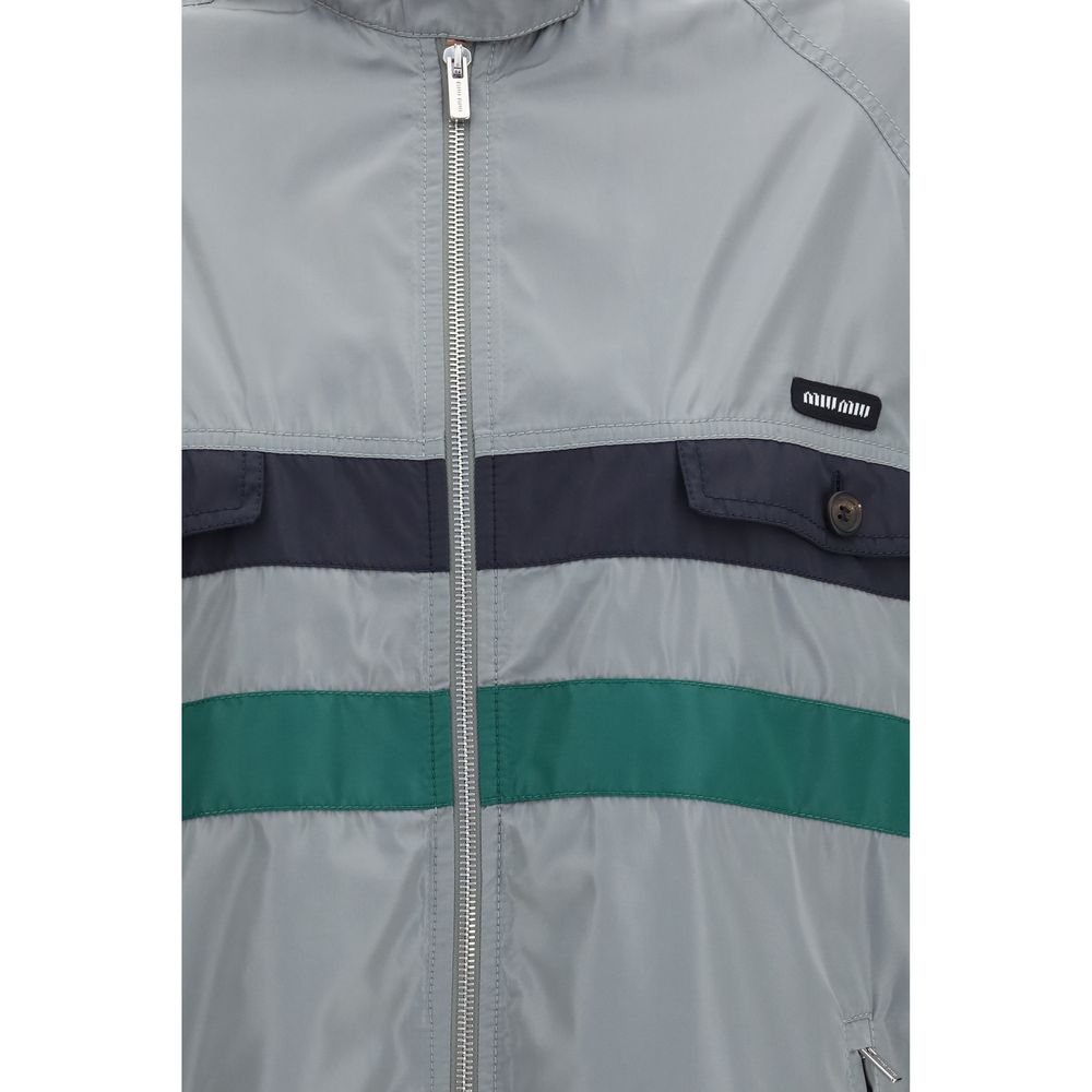 Miu Miu Graue Shell-Jacke aus Polyester